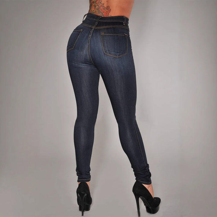 Damer Højtaljede Jeans med dekorative Knapper Stilla