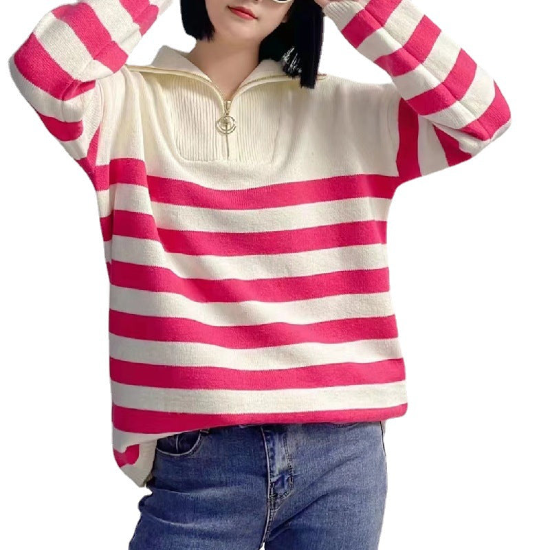 Femme Zip-Up Stribet Sweatshirt Stilla