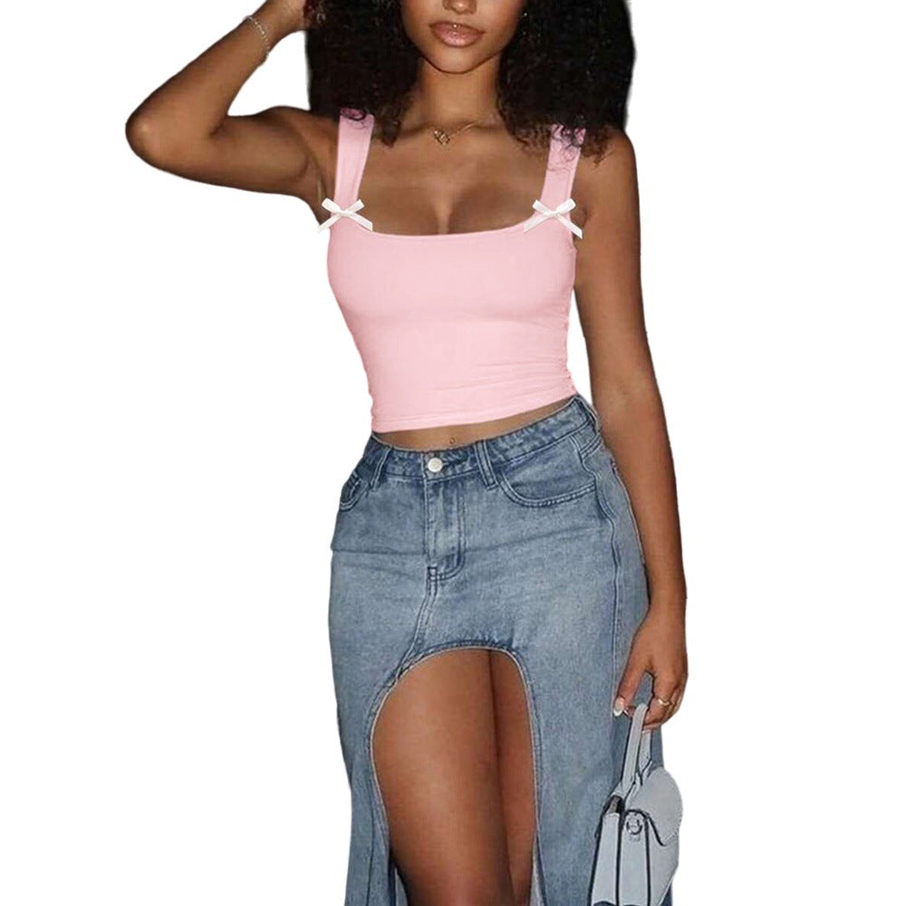 Kvinders crop top med blonder detaljer og justerbare stropper Stilla