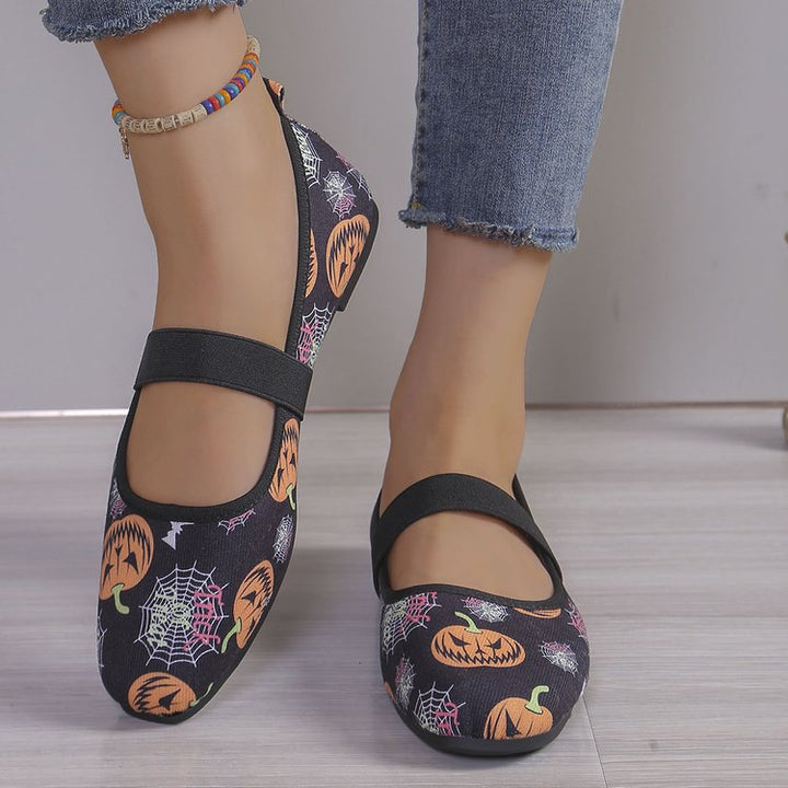 Dame Halloween-motiv Ballerinas med elastisk fodseng Stilla