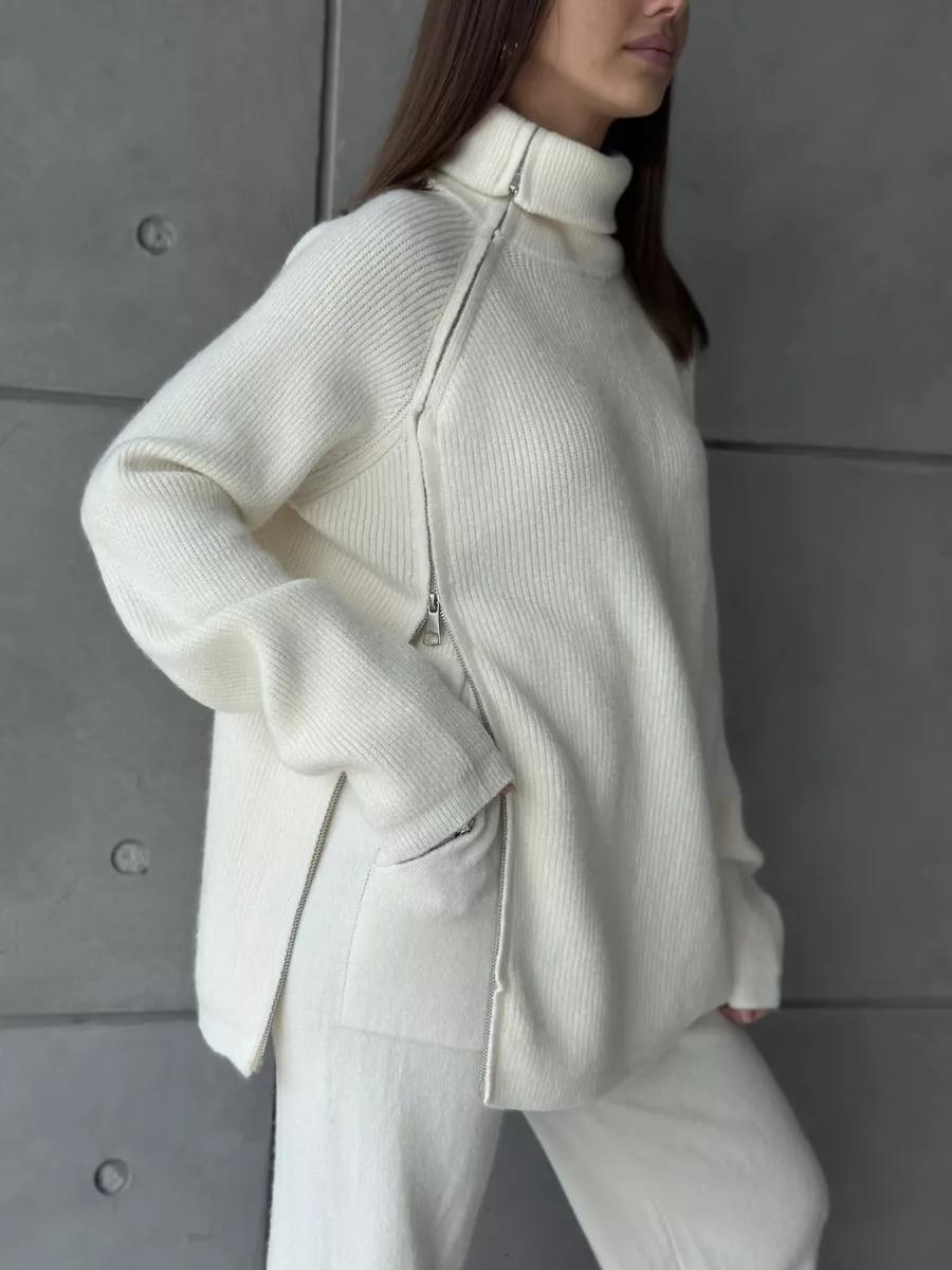 Femme Højkrave Lynlås Strikpullover Stilla
