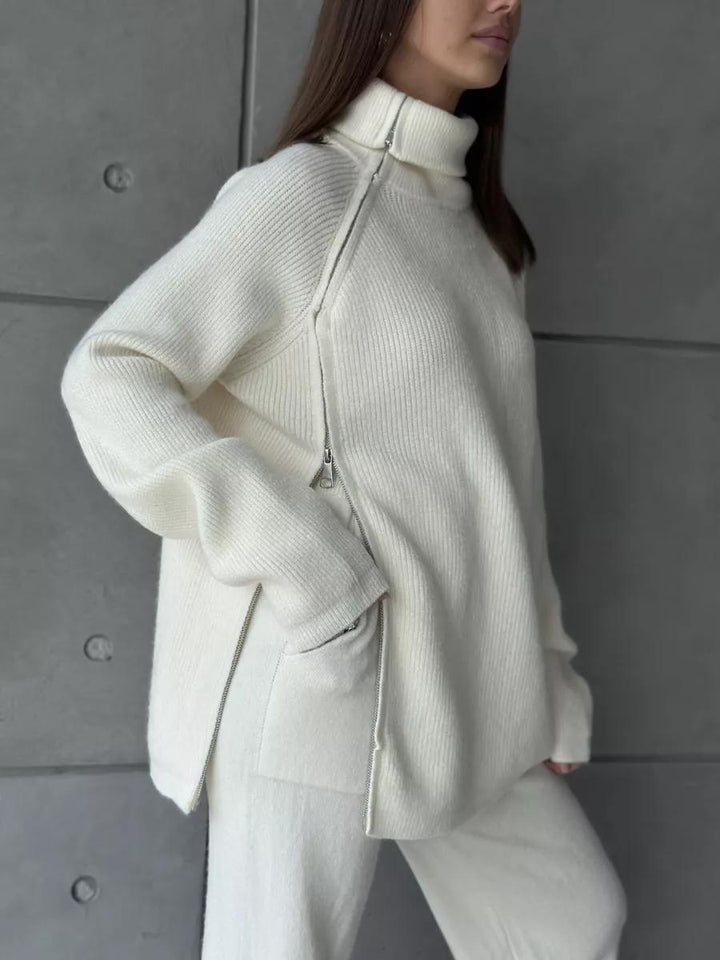 Femme Højkrave Lynlås Strikpullover Stilla
