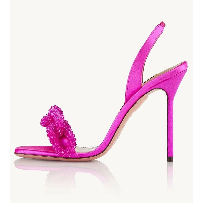 Femme Elegante Høje Slippers Slingback Sandaler med Pyntet Sløjfe Detalje Stilla