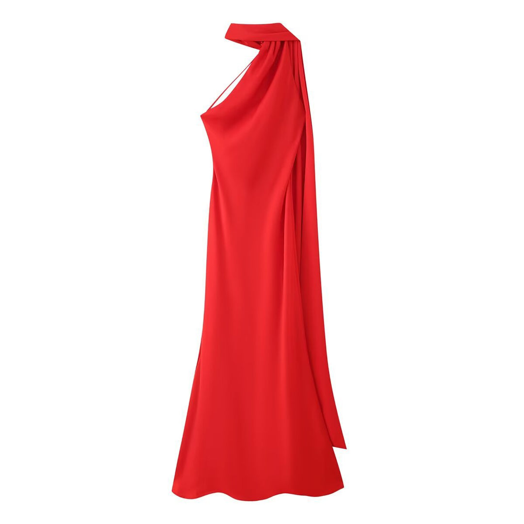 Femme Halter Neck Maxi Kjole med sidelids Stilla