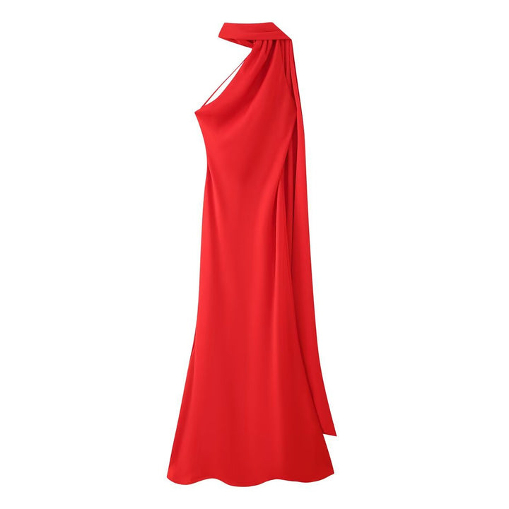 Femme Halter Neck Maxi Kjole med sidelids Stilla