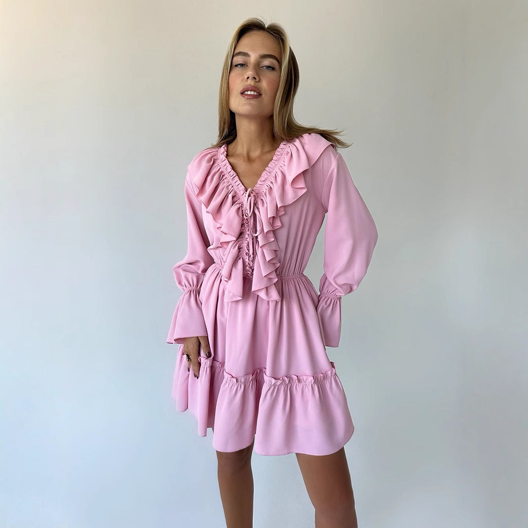 Femme Rynket Bohemian Mini Kjole Stilla
