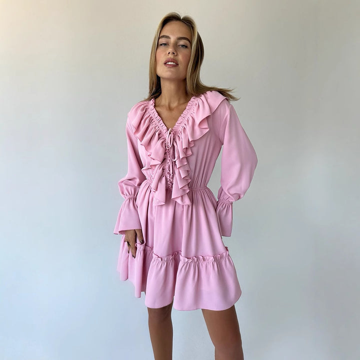 Femme Rynket Bohemian Mini Kjole Stilla