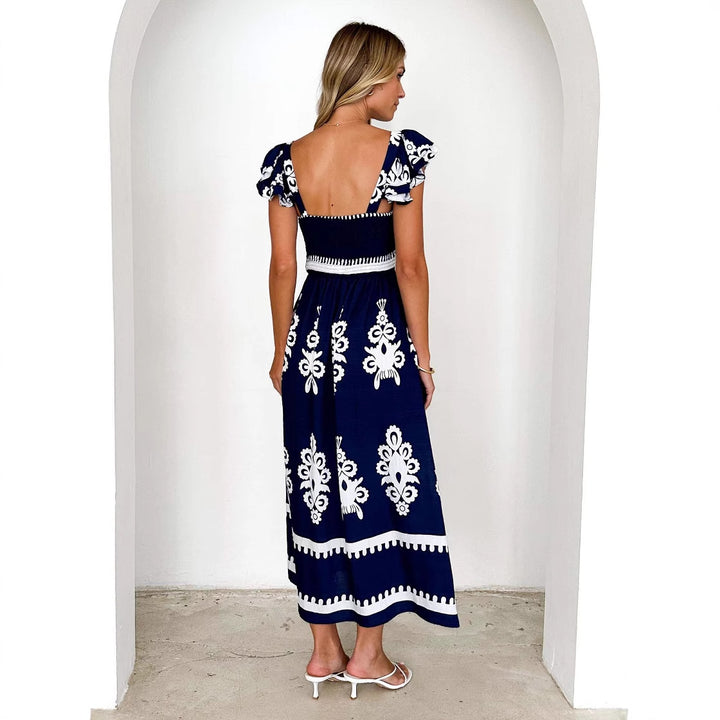 Kvindernes maxikjole med off-shoulder design og blomster mønstre Stilla
