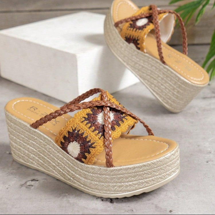 Dame Trendy kile-sandaler med flettet rem og komfortabel sål Stilla