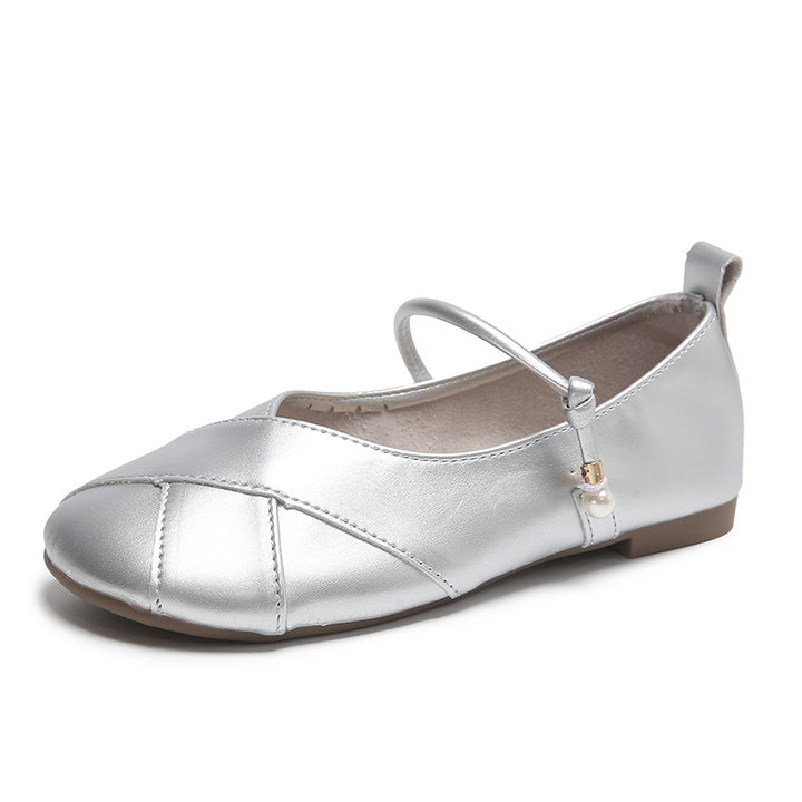 Dame Elegant Strappy Ballerina Flats med Perle-detalje Stilla