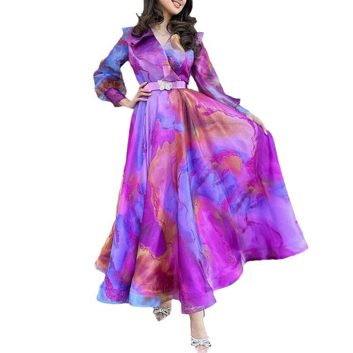 Kvinder Elegant Maxikjole med flydende chiffon og raffinerede flæsedetaljer Stilla