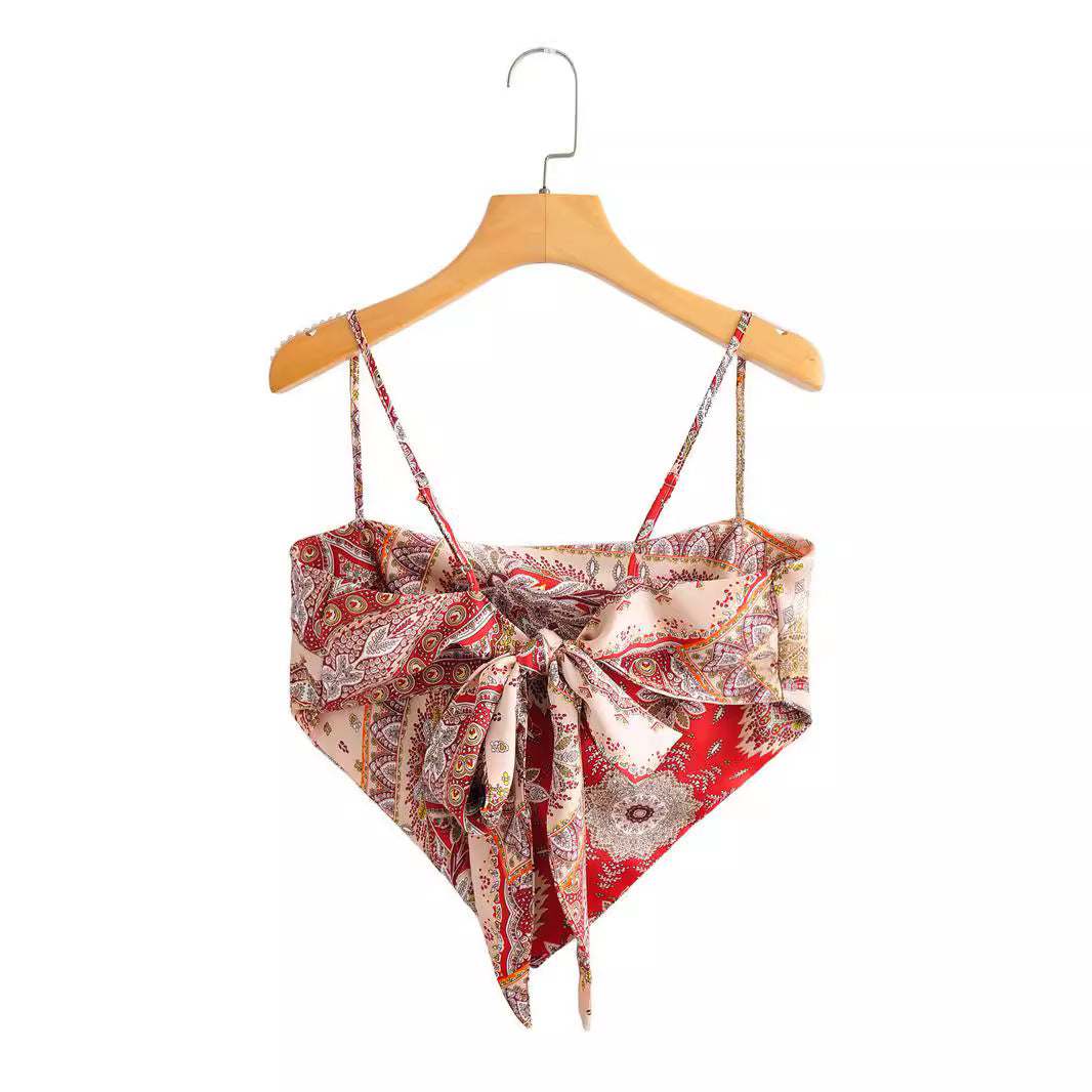 Dame Bandeau Top med legende vintage-tryk Stilla
