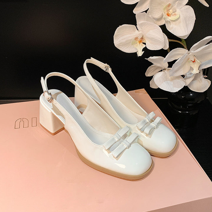Dame Slingback Blockhæls Pumps med elegant Sløjfedetalje Stilla