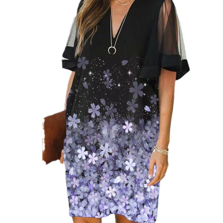 Stilla | Chic Floral Print V-Hals klokkeærme kjole