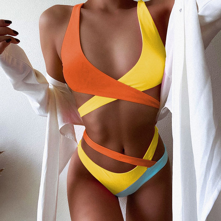 Dame bikini sæt med innovativt krydsdesign og høj snit Stilla