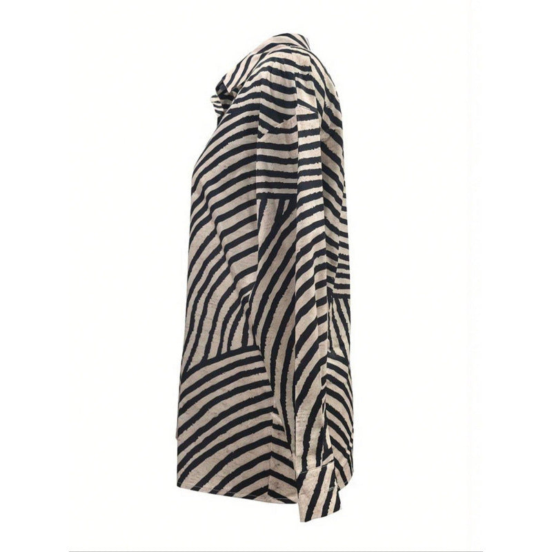 Kvinder Button-Up Abstrakt Stribet Bluse Stilla