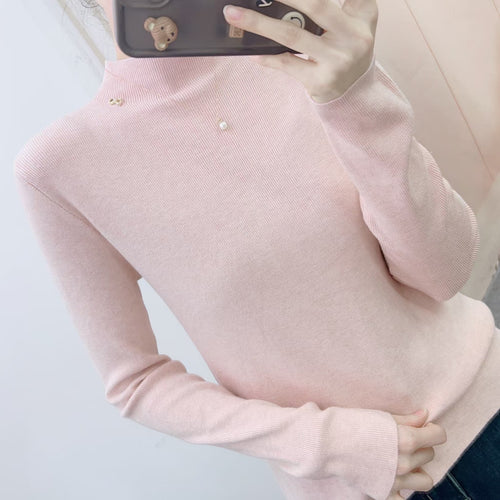 Dame fin rullekrave sweater med dekorerende accenter Stilla