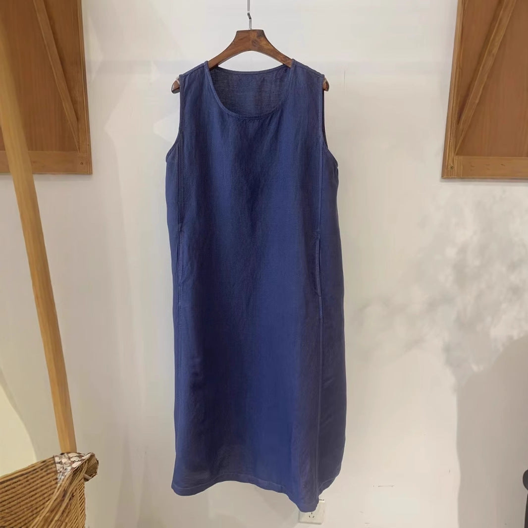 Femme Elegante Ærmeløs Linned Shift Kjole Stilla