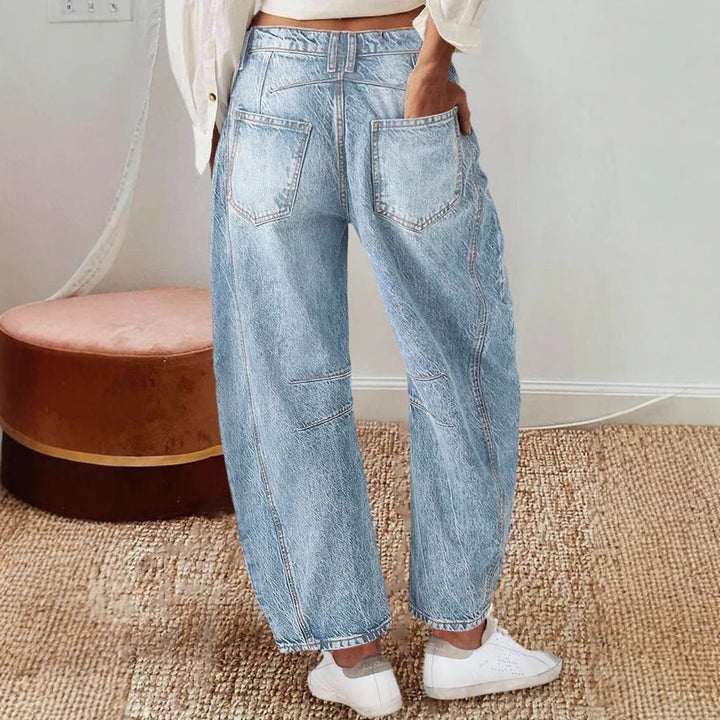Dame Bekvemme Boyfriend Jeans med afslappet snit og modige detaljer Stilla