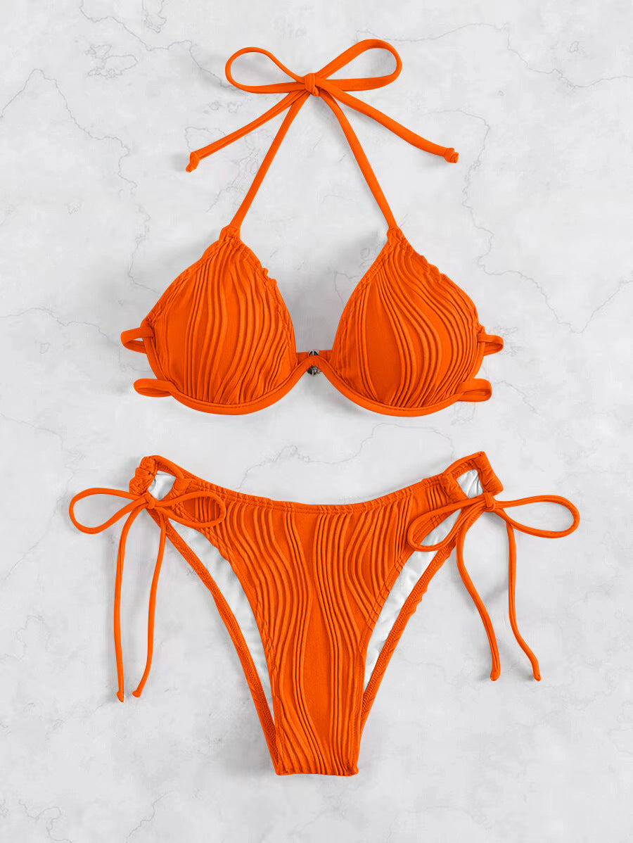 Femme Ribbede Trekant-Bikini-Sæt Stilla
