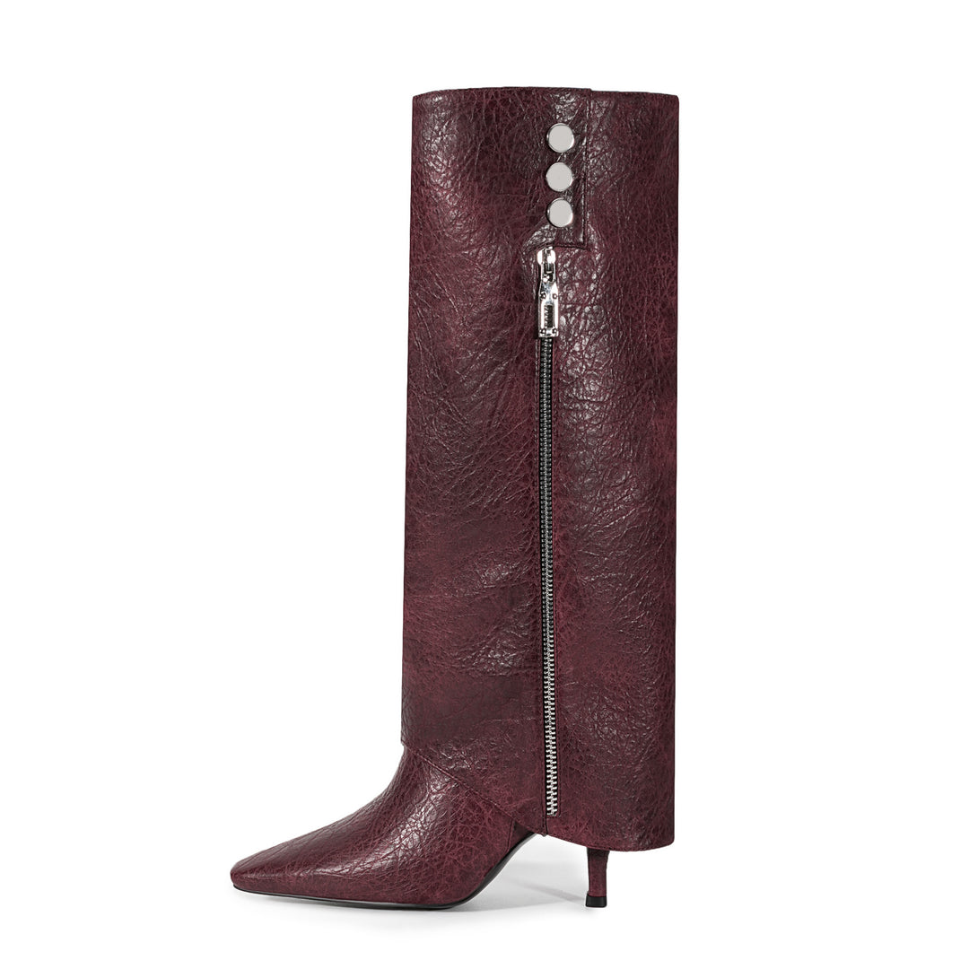 Femme Over-the-Knee Skulptureret Læder Stiletto Støvler Stilla