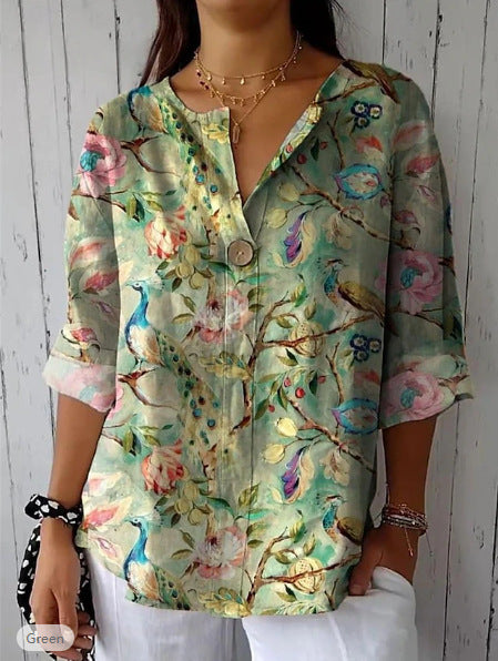 Damebluse med farverigt blomsterprint Stilla