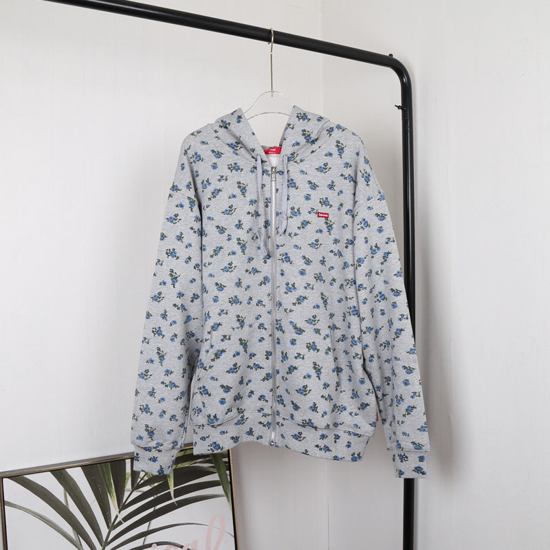 Femme Floral-Print Zip-Up Hoodie Stilla
