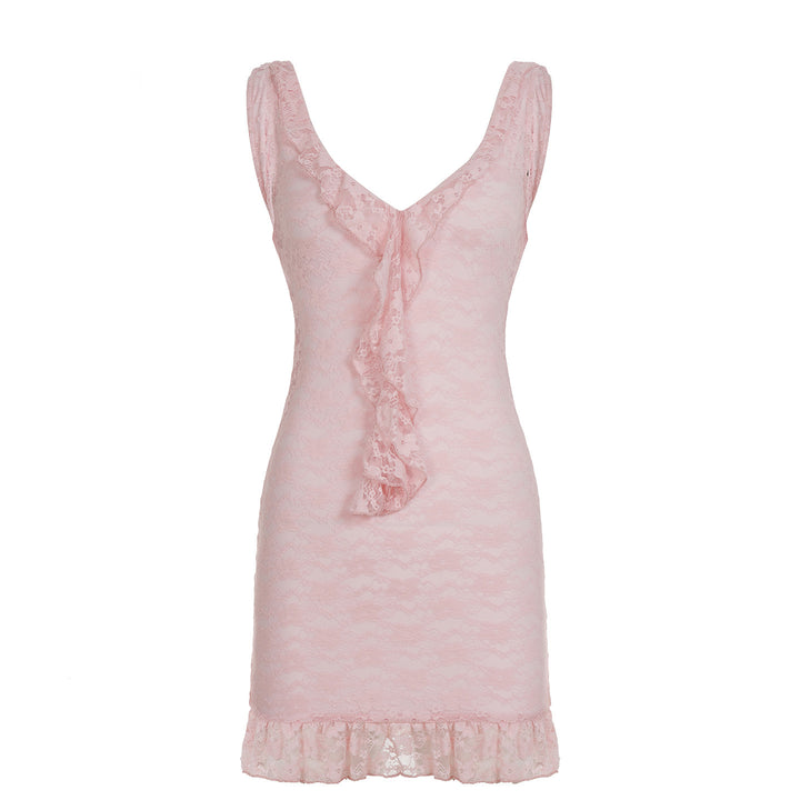 Dame spids natkjole med romantiske ruffles Skovae