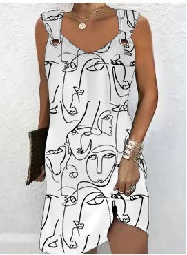 Stilla | Chic Sommer Gade Print Abstrakt Knap Design Kjole