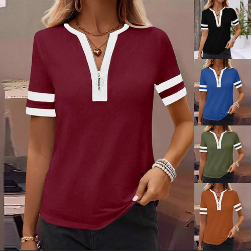 Dame Poloshirt med lynlås og sporty ærmedetaljer Stilla