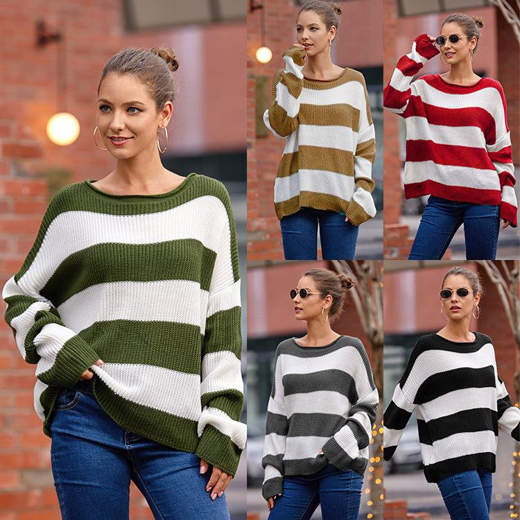 Dame strikpullover med moderne striber og casual pasform Stilla