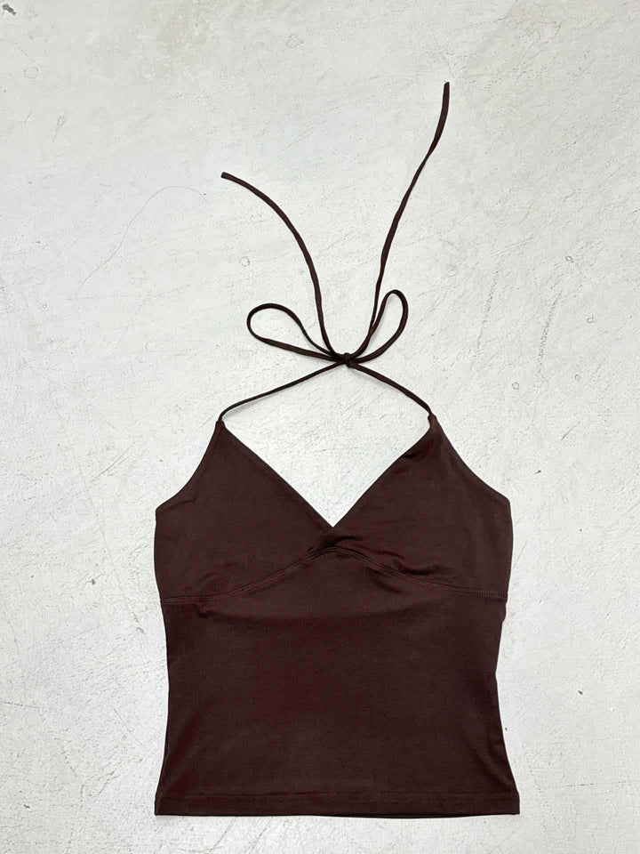 Dame spaghetti strop top med elegante knudedetaljer Skovae