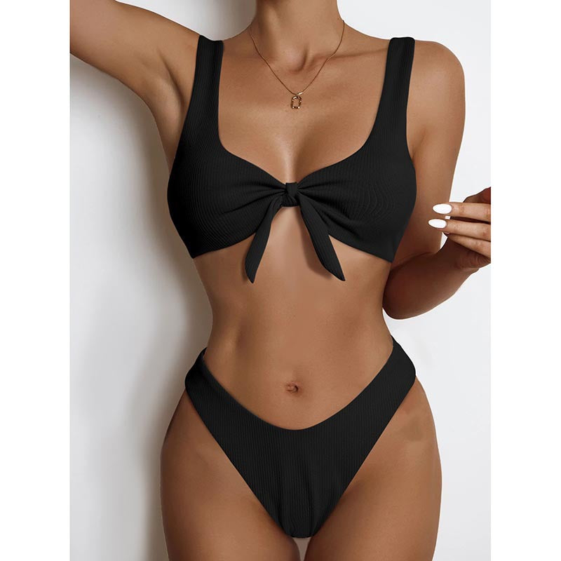 Dame bikini sæt med moderne knude detalje og høj talje Stilla