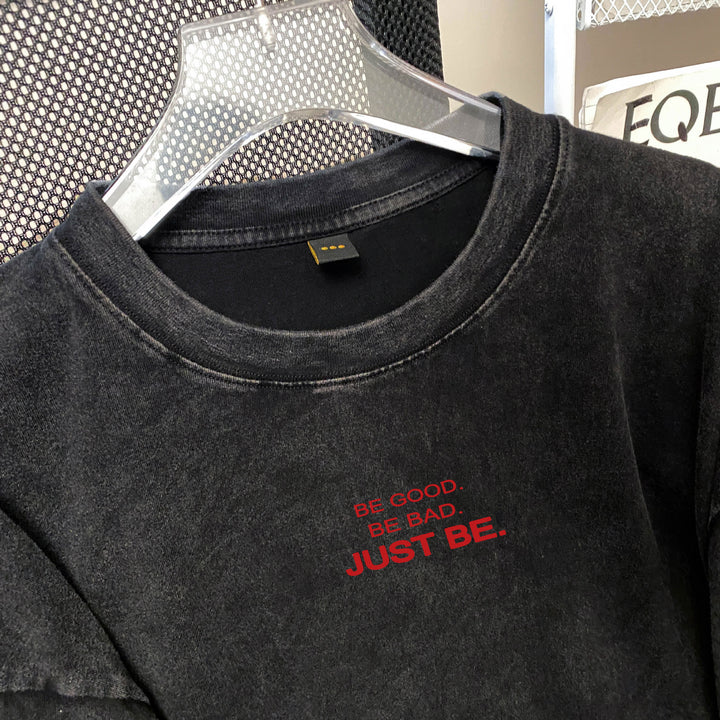 Damer afslappet oversized T-shirt med kreativ tekst og struktureret bomuldsstof Stilla