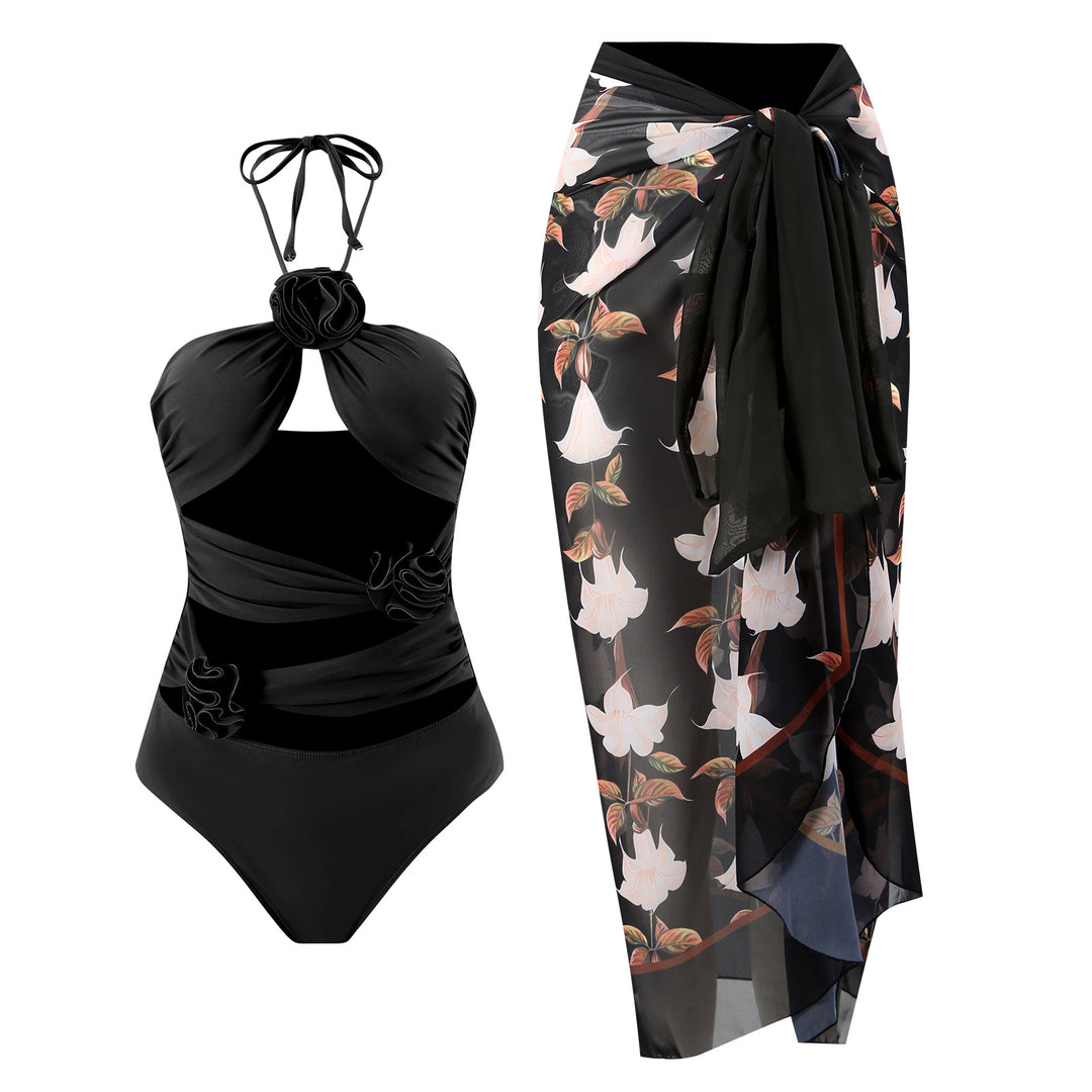 Dame One-Piece Swimsuit med raffinerede flæser og moderigtigt indpakningsdesign Skovae