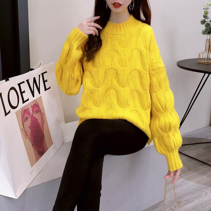 Damer Stilfuld Strik Sweater med Unikt Bølge Mønster Stilla
