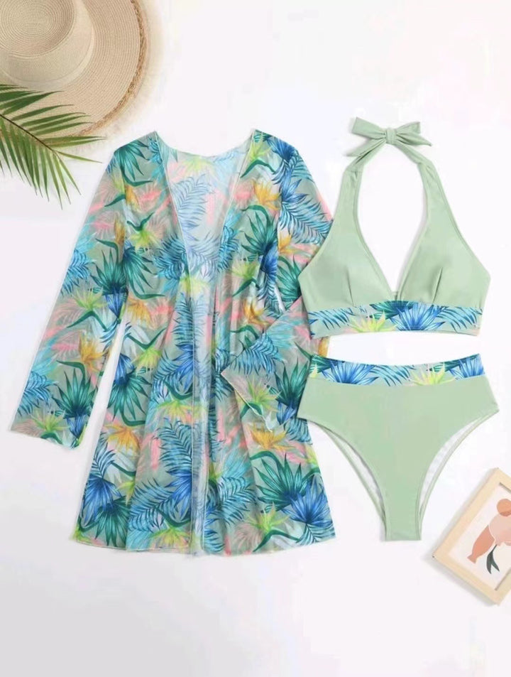 Dame badedragt sæt med blomstrede kaftan Stilla
