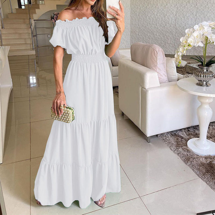 Dame Off-Shoulder Rynk Maxi Kjole Stilla