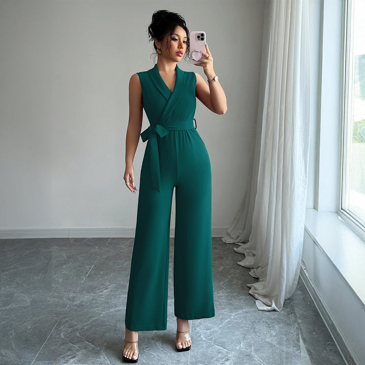 Dame elegant jumpsuit med indpakningsdesign og bred pasform Stilla