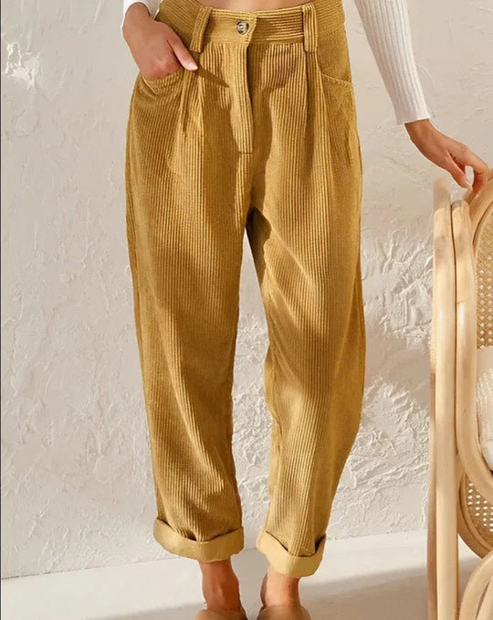 Dame Højtaljede Teksturerede Bukser Stilla