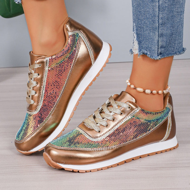 Dame Sneakers med glitrende paljetter og behagelig sål Stilla