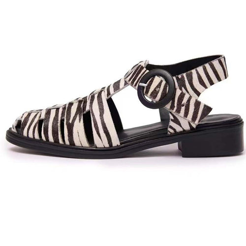 Femme Remme Åben-Tå Flade Sandaler med Rundt spænde Detalje Stilla