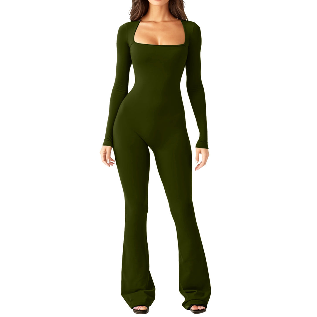 Damer Elegant langærmet jumpsuit med bred ben og kvadratisk udskæring Stilla