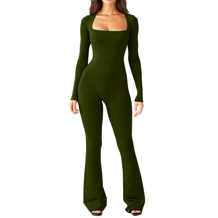 Damer Elegant langærmet jumpsuit med bred ben og kvadratisk udskæring Stilla