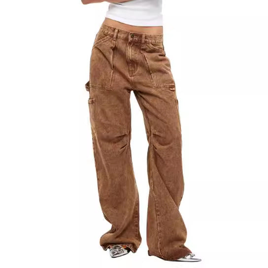Dame Cargo-jeans i casual snit med praktiske lommer Skovae
