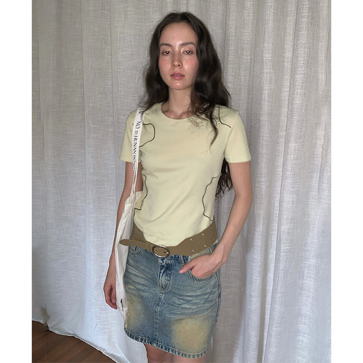 Dame cropped top med unikke blomsterapplikationer og afslappet snit Stilla