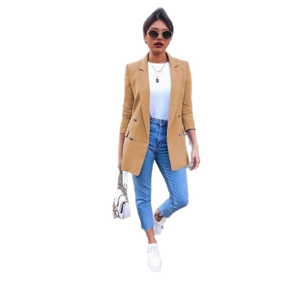 Dame Elegant Blazer med dobbelt knaplukning Stilla