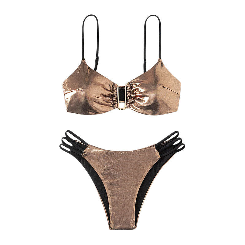 Dame Højglans Bikini med elegant ringdetalje Skovae