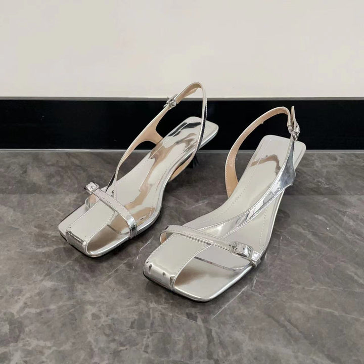 Dame Elegante Slingback Højhælede Sandaler med Fyrkantet Tå-Design Stilla