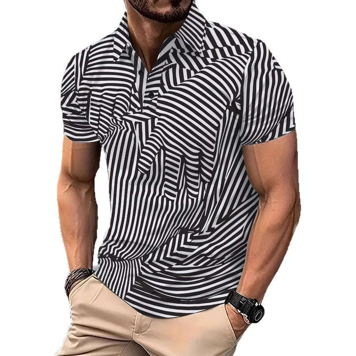 Herrer poloshirt med moderne grafisk stribemønster Stilla